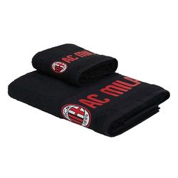 AC Milan AC Milan GIL S.R.L Towel Set 50 x 100 – 100% Cotton – Weight: 400 g/m² – Black, Classic Crest. For All Rossoneri Fans – Official Product