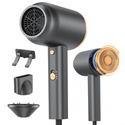 DEWILY Asciugacapelli agli ioni di litio, 1800 W, con diffusore, supporto per concentratori, asciugacapelli ad asciugatura rapida, pulsante ad aria fredda, 3 temperature, 2 velocità, ideale per casa