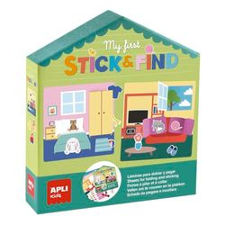 APLI Kids 19712 - My first Stick & Find - Activité manuelle sur le thème de la maison. Plie et colle les éléments en carton, Complète-les avec des stickers et enfin Remplis les fiches illustrées !