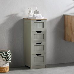 Bath Vida Priano Meuble de salle de bain à 4 tiroirs en bois Gris, d'ingénierie, Grey Bathroom 4 Drawer Floor Cabinet