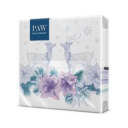 PAW – servetter 3 lager (33 x 33 cm) I 20 stycken I perfekt för jul, vinter, semester I julafton bordsdekoration I vinterpappersservetter – lavendel-jul I lavendel jul