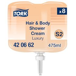 Tork Gel de Ducha Mini para Cuerpo y Cabello 3 en 1 Luxury S2, Aroma Argán y Vainilla, 8 × 475 ml, 420662