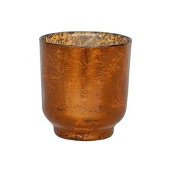 Ivyline Metallic Candle Holder in Copper - Modern Glass Candlestick - Elegant Table Centrepiece Decoration - H15 x W13.3 cm