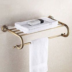 Antique Brass Bathroom Multi Towel Shelf Rail Rack Hanger Wall Mounted