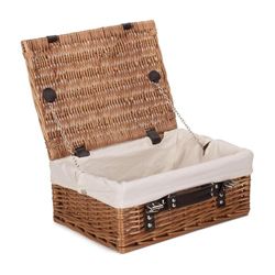 Red Hamper 36cm Double Steamed Picnic Wicker Basket with White Lining