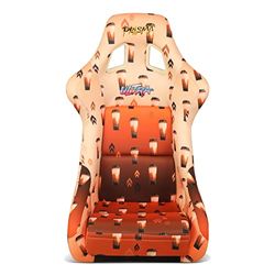 NRG Innovations NRG-FRP-302-BOBA Prisma Fixed Back Bucket Racing Seat W/Bottom Mount, Brown Sugar Boba Print Fabric/Gold Sparkle Back