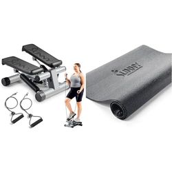 Sunny Health & Fitness Mini stepper, stepper a basso impatto, attrezzo cardio con fasce di resistenza e tappetino protettivo in schiuma per palestra domestica