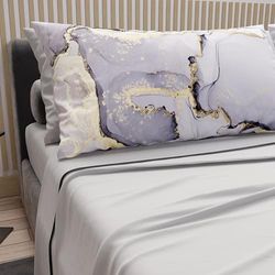 PETTI Artigiani Italiani - Lenzuola in Cotone con Federe in Stampa Digitale, Lenzuola Matrimoniali, Completo Letto Matrimoniale, Grigio, 100% Made in Italy