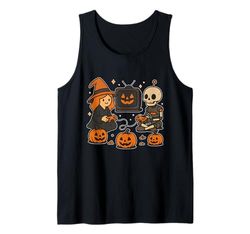 Witch and Robot Skeleton Gaming Tank Top