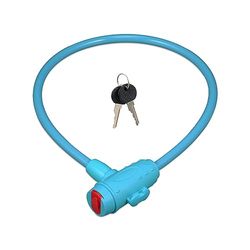 Relaxdays kinderfietsslot, 2 sleutels, 70 cm lang, slot voor kinderfietsen & kindersteppen, dun kabelslot, blauw