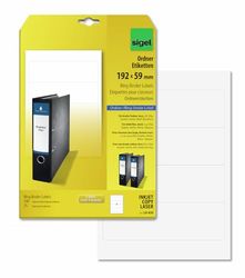 SIGEL LA420 Ring Binder Labels, 19.2 x 5.9 cm, 100 lbl equal to 25 sheets, opaque, White