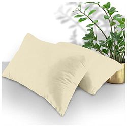 GC GAVENO CAVAILIA Premium Quality Pillow Cases 2 Pack- Non Iron Breathable Plain Dyed Bedding- 50 x 80 Soft Anti Allergy Pillowcases- Cream