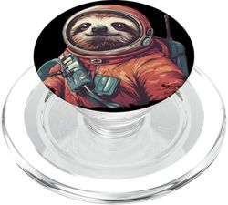 Bonito disfraz de perezoso espacial en traje de astronauta PopSockets PopGrip para MagSafe