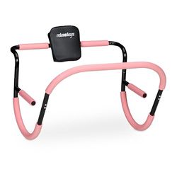 Relaxdays buikspiertrainer, AB-trainer, HBD: ca. 68,5 x 69 x 65 cm, thuis trainen, voor sit-ups, buiktrainer, roze/zwart