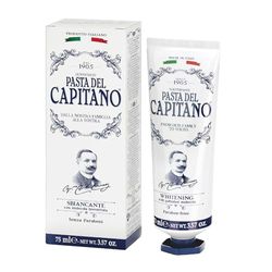 Pasta del Capitano 1905, Dentifricio Sbiancante, Rimuove il 99% dei Batteri Senza Danneggiare Smalto e Gengive, Dentifricio ad Azione Sbiancante e Antibatterica, 100% Made in Italy, Tubetto 75 ml