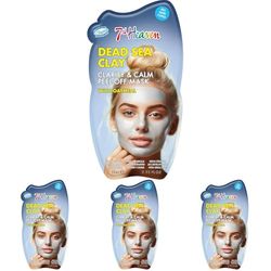 7th Heaven Dead Sea Clay Peel Off Face Mask with Oatmeal - Clarify and Calm - All Skin Types (Pack of 4)