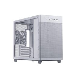 ASUS Prime AP201 Tempered Glass (Blanc) – Boîtier PC gaming MicroATX (support de radiateur jusqu'à 360 mm, panneaux latéraux sans outil, panneau avant USB 3.2 Gen 2 Type-C)