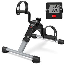Opvouwbare pedaaloefenaar, mini-hometrainer, draagbare peddler onder bureaufiets met lcd-display voor armen en benen training (grijs)