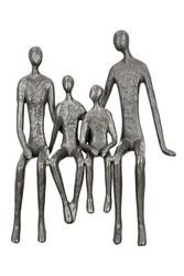 GILDE Deco figuur sculptuur randzitter familie - ouders met 2 kinderen - gemaakt van ijzer - cadeau Kerstmis verjaardagscadeau - 17 x 23 cm - kleur: bruin