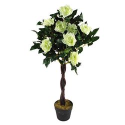 Artificial Cream Rose Tree Wedding Twisted Vine Detail 90cm (3ft) Marca Leaf