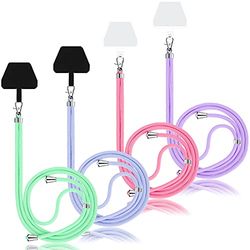 Weewooday 4 Pcs Universal Cell Phone Lanyard Around The Neck Phone Strap Crossbody with Patch for Most Mobile(Solid Color Series)