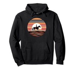 Retro Sunset Horse Riding Horseback Riding Equestrian Horses Felpa con Cappuccio