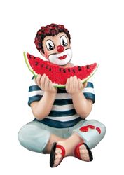 GILDE Gildeclown dekoracyjna figurka klauna "Letnia przekąska" - figurka klauna siedzącego z melonem - wielokolorowa wysokość 8 cm
