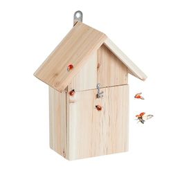 Relaxdays lieveheersbeestjeshotel, insectenhuis, om op te hangen, 4 ingangssleuven, onbehandeld dennenhout, natuur