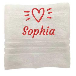 Asciugamano personalizzato con nome splendidamente ricamato Asciugamano da bagno Asciugamano in cotone 100% Asciugamano da bagno con nome (100 x 50 cm, Cuore)