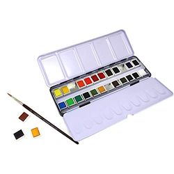 Artway Lot de 24 demi-godets de peinture aquarelle avec pinceau