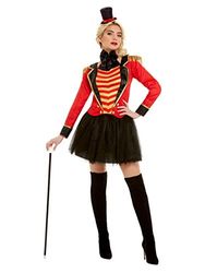 Deluxe Ringmaster Lady Costume, Red, with Jacket, Mock Shirt, Skirt & Headband (XS)