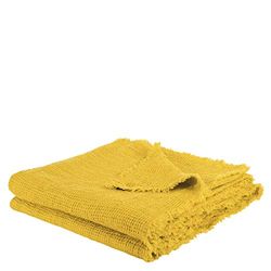 Honeybee-Plaid – zachte deken van linnen – effen geweven plaid met franjes van natuurlijke materialen – 170 x 230 cm – 160 curry – van 'zoeppritz sinds 1828'