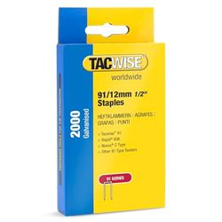 Tacwise 1782 Grapas Galvanizadas de Corona Estrecha Tipo 91 da 12 mm, Para uso con la Grapadora Z4-140, Paquete de 2000