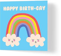 Wuzci Verjaardagskaart "Happy Birth-Gay", 150 mm lengte x 150 mm breedte