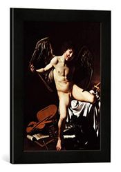 kunst für alle 'Immagine incorniciata di Michelangelo Merisi Caravaggio Amor Come Sieger, Stampata in Pregiata handgefertigten Immagini – Quadro, 30 x 40 cm, Nero Opaco