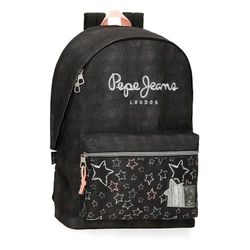 Pepe Jeans Cintia Mochila para portátil 15,6" Adaptable a Carro Negro 31x44x15 cms Poliéster 20,46L by Joumma Bags