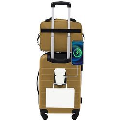 Travelers Club Portavasos Inteligente para Equipaje y Puerto USB, zorzal de Madera, Juego de 2 Piezas, zorzal de Madera, Juego de 2 Piezas, Juego de Equipaje Inteligente con portavasos y Puerto USB,