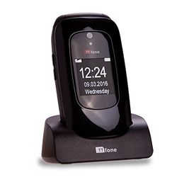 TTfone Lunar TT750 Big Button Simple Easy Clamshell Flip Mobile Phone Pay As You Go (O2 Bundle with £10 Credit, Black)