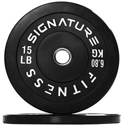 Signature Fitness 2 inch Olympische bumperplaat halterschijven met stalen naaf, 15 pond, paar