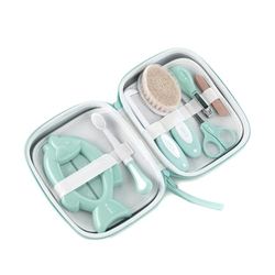 Jané Trousse de soin avec peigne, brosse en poils naturels, ciseaux, coupe-ongles, limes, brosse à dents et thermomètre