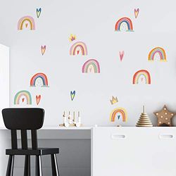 Walplus Stickers Kamerdecoratie - Decoratief Niet Giftig Blijvend Vinyl Raam Muur Kast Deuren Kleurrijke Handgetekende Regenbogen 17Pcsveelkleurig