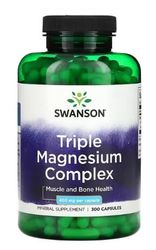 Swanson Triple Magnesium Complex 400mg - Suplemento de Magnesio Avanzado para Salud Cardiovascular, Ósea y Nerviosa - 300 Cápsulas