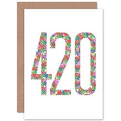 Artery8 Happy 420 Day Weed Inverted Birthday Joint Stoner Sealed Greeting Card Plus Envelope Blank inside