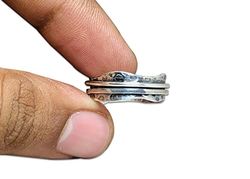 Anello spinner martellato, anello in argento sterling, anello fatto a mano, anello di meditazione, idee regalo (23)