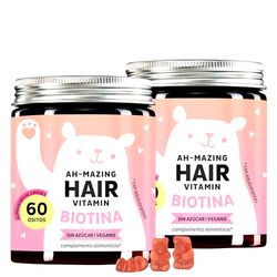 Bears with Benefits Pack de 2 - Ositos de gominola con altas dosis de biotina - 5000μg biotina & zinc - 120 unidades - Vegano - Sin azúcar