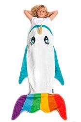 Kanguru Rainbowfish Kids Narvalus Blanket, Super Soft, Fluffy Blanket, Plush, Wearable Blanket, Fleece Blanket, Gifts for Kids (4-12 Years), Yellow, Green and Red, One Size 142cm,