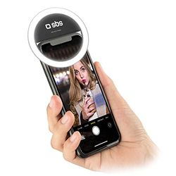 SBS Anello Led Universale per Smartphone, Luce Flash con Regolazione d'Intensità, per TikTok, YouTube, Instagram, Selfie, Video e Dirette Streaming, Cavo di Ricarica USB Incluso