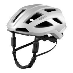 Sena C1 Casque vélo Intelligent avec intercom Bluetooth et connectivité Smartphone pour la Musique, Le GPS et Les appels téléphoniques (Blanc Mat, L)