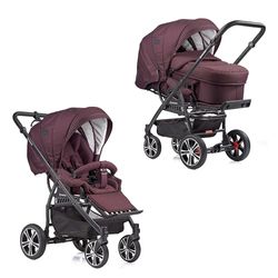 Gesslein F4 Classic Combikinderwagen, 3-in-1, met draagtas C2, handrem, 96 cm ligoppervlak, voetzakfunctie, babyzit-adapter, compact inklapbaar, bessen