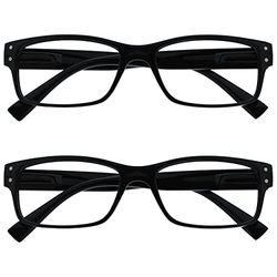 The Reading Glasses Company 2 Pack Mens Black Large Designer Style Readers Spring Hinges RR11-1 +2.50